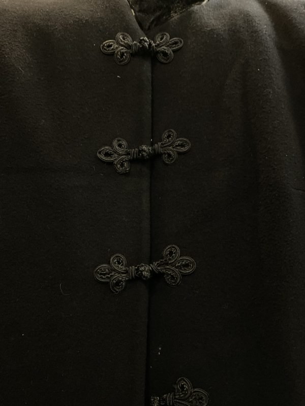 Mandarin Collar Long Black Coat - Image 5