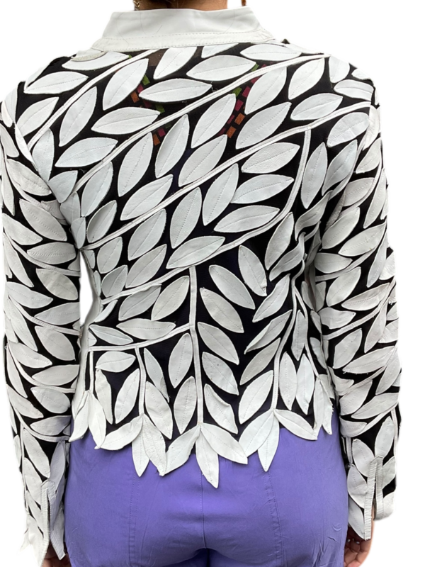 Sheer jacket with White Leather Overlay - Image 4