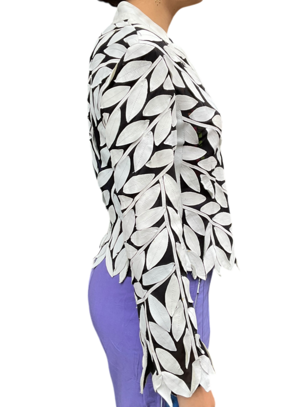 Sheer jacket with White Leather Overlay - Image 5