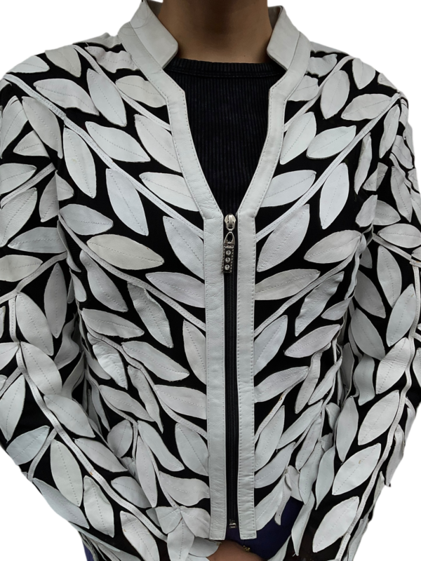 Sheer jacket with White Leather Overlay - Image 7