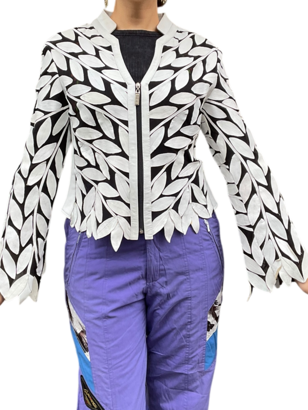Sheer jacket with White Leather Overlay