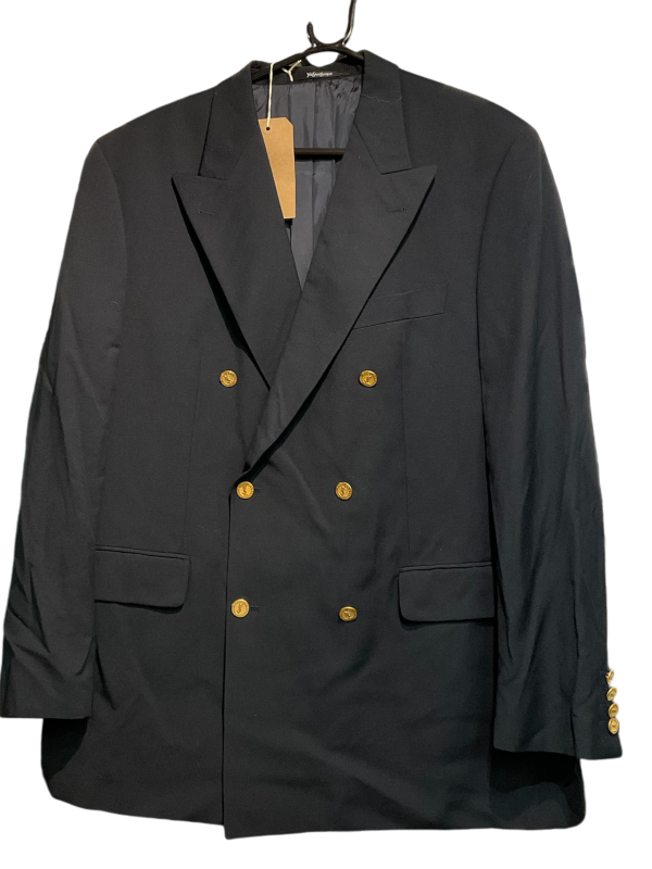 Yves Saint Laurent Double-Breasted Men's Blazer with 100% IWS & Viscose Lining