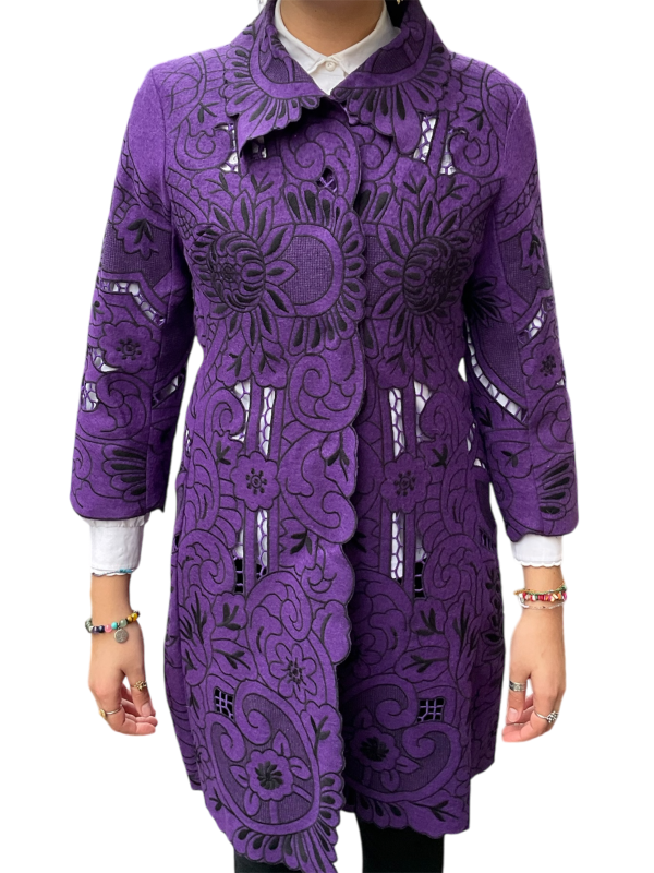 Purple Jacket with Floral Cut-Outs