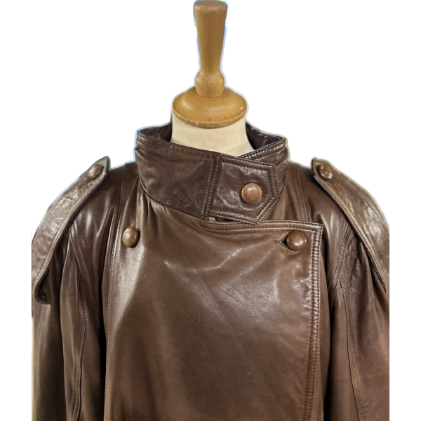 Classic Brown 100% leather Black Trench - Image 5