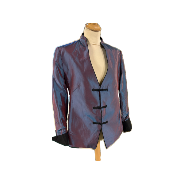 Blue and Purple Wash Mandarin Style Taffeta Jacket