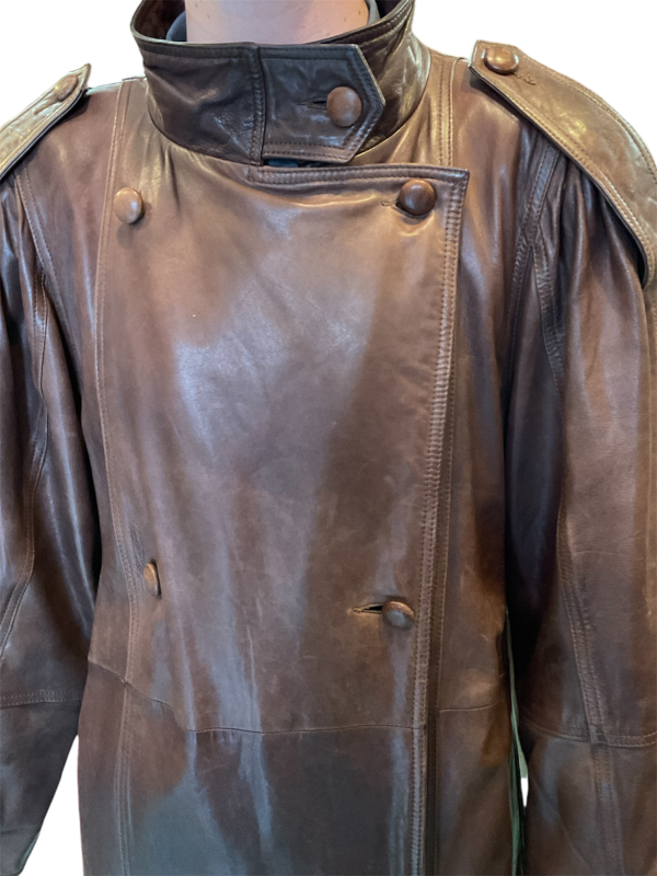 Classic Brown 100% leather Black Trench - Image 4