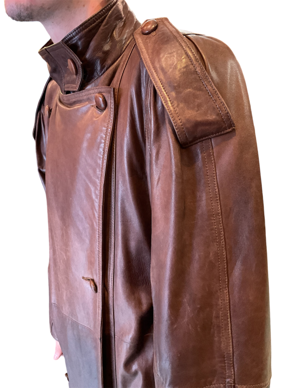 Classic Brown 100% leather Black Trench - Image 3