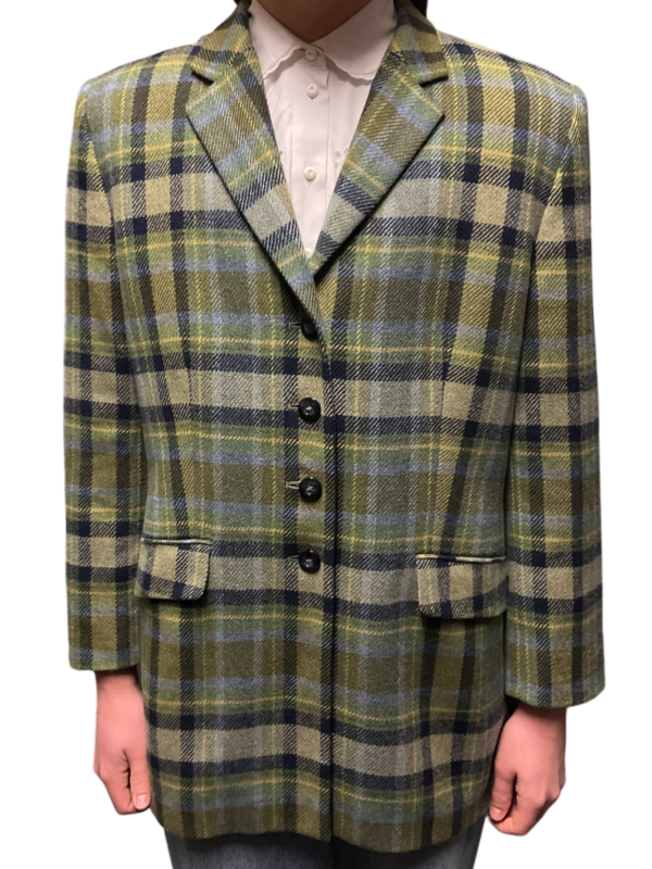 Basler navy and green plaid blazer