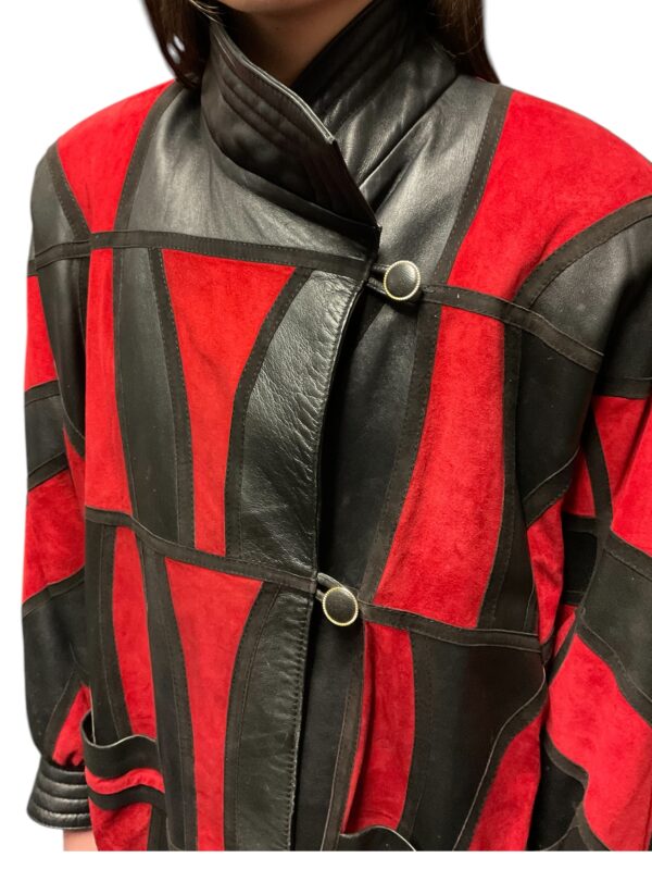 Two-Toned panel leather coat - Image 3