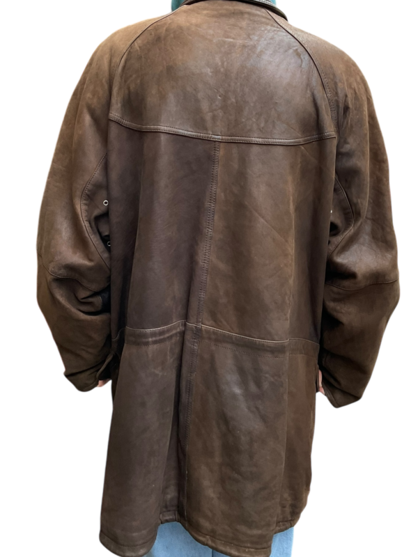 Brown Nappa Leather Coat - Image 3