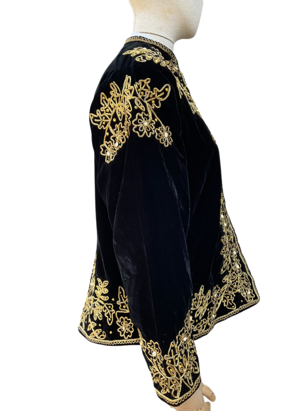 Black Velvet Beaded Jacket - Image 2