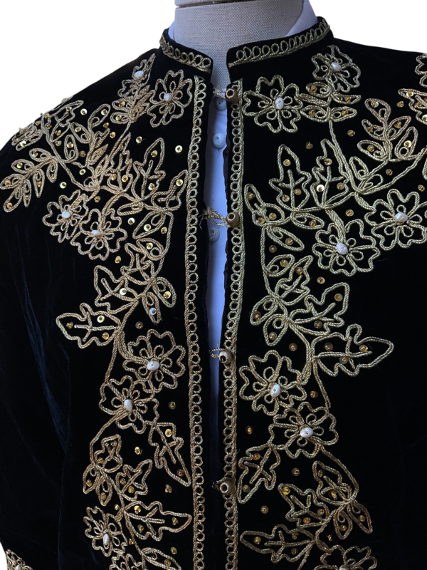 Black Velvet Beaded Jacket - Image 3