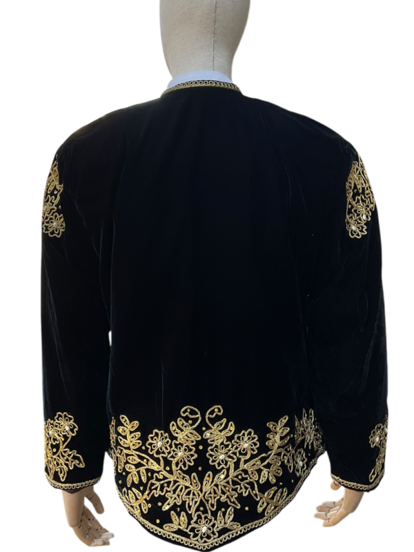 Black Velvet Beaded Jacket - Image 5